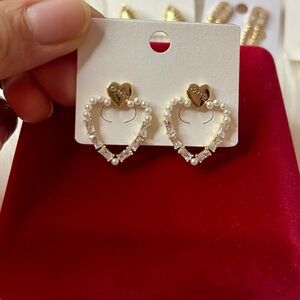 Gold Filled and Pearl Heart Stud Earrings